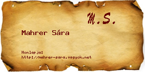 Mahrer Sára névjegykártya